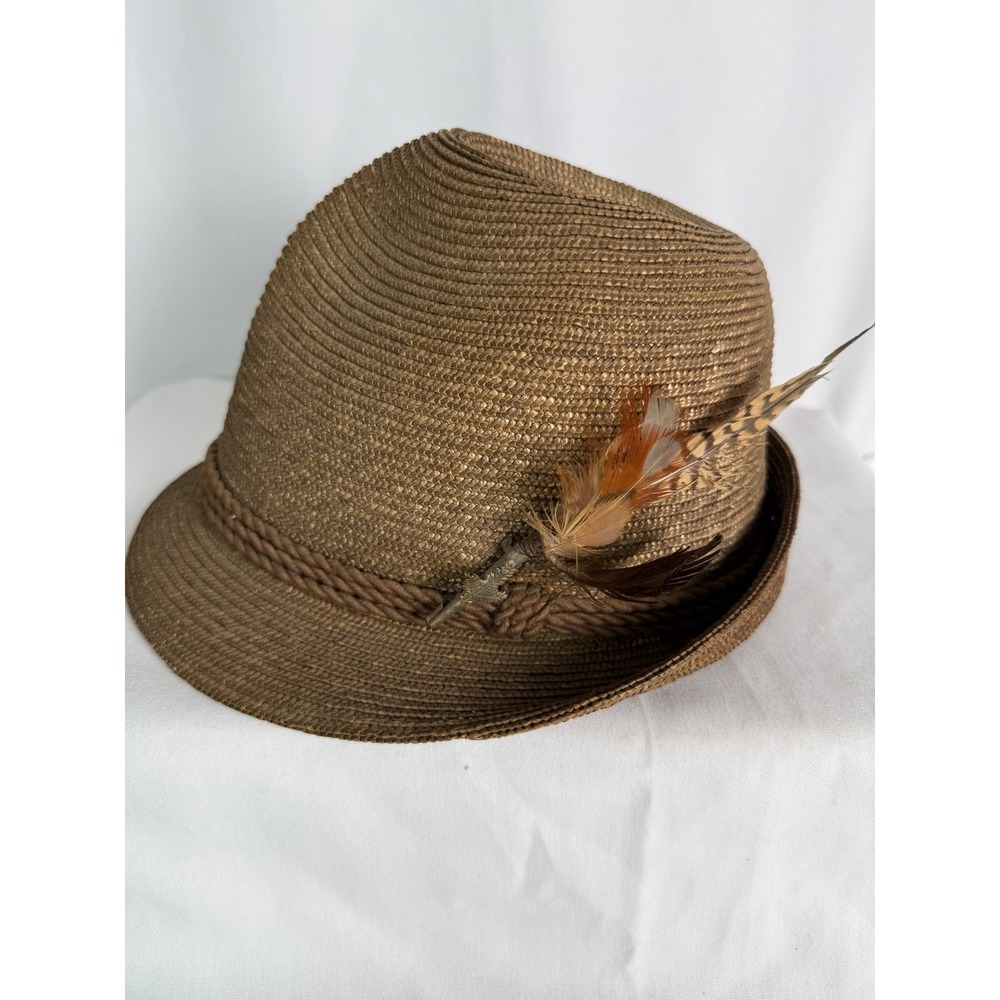 Brown Feathered Women's Fedora Hat